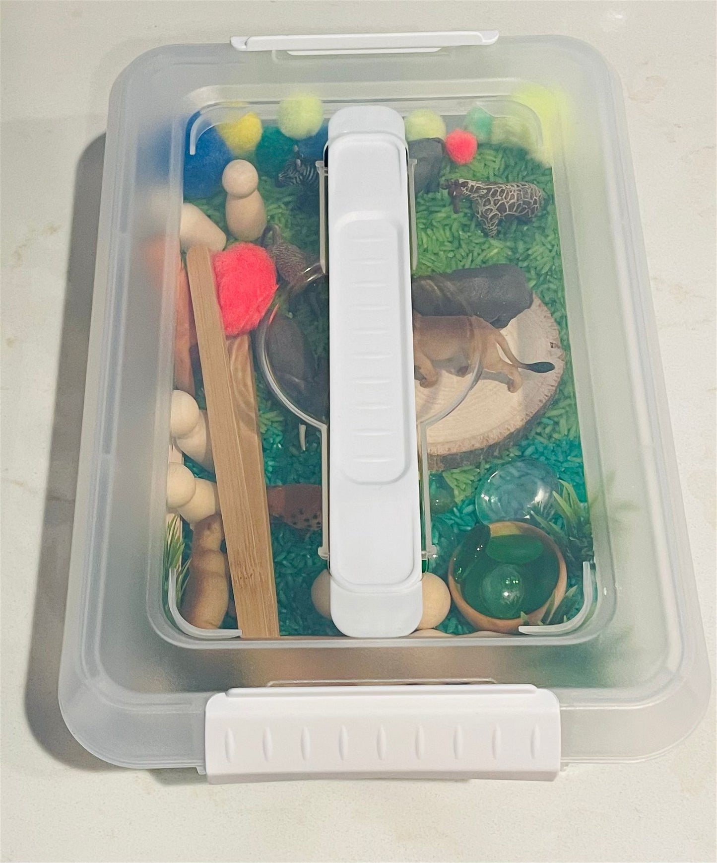 Jungle themed sensory bin large - NR creations
